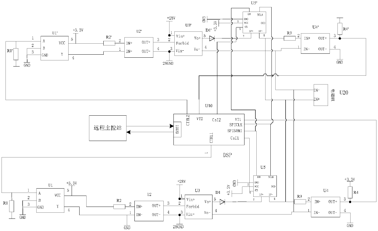 Double-redundancy hot backup actuator electromagnetic-lock locking, unlocking and monitoring circuit