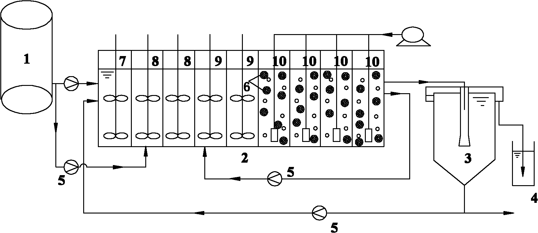 Device and method for processing aerobic biofilm bypass flow A2O (Anaeroxic-Anoxic-Oxic) process of low C/N (Carbon-Nitrogen) urban sewage