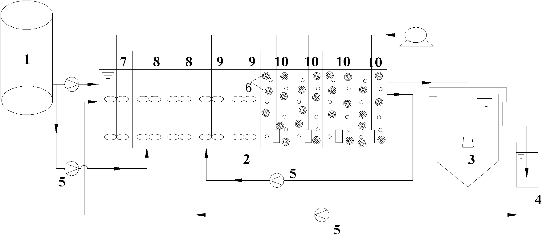 Device and method for processing aerobic biofilm bypass flow A2O (Anaeroxic-Anoxic-Oxic) process of low C/N (Carbon-Nitrogen) urban sewage