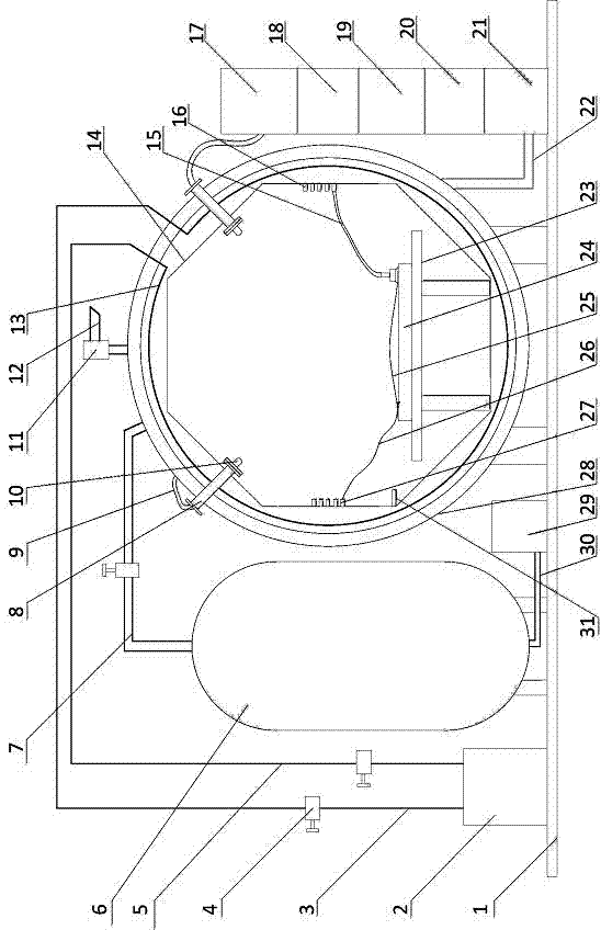 Method and device for forming high-performance composite material structural member through microwave-pressure tank