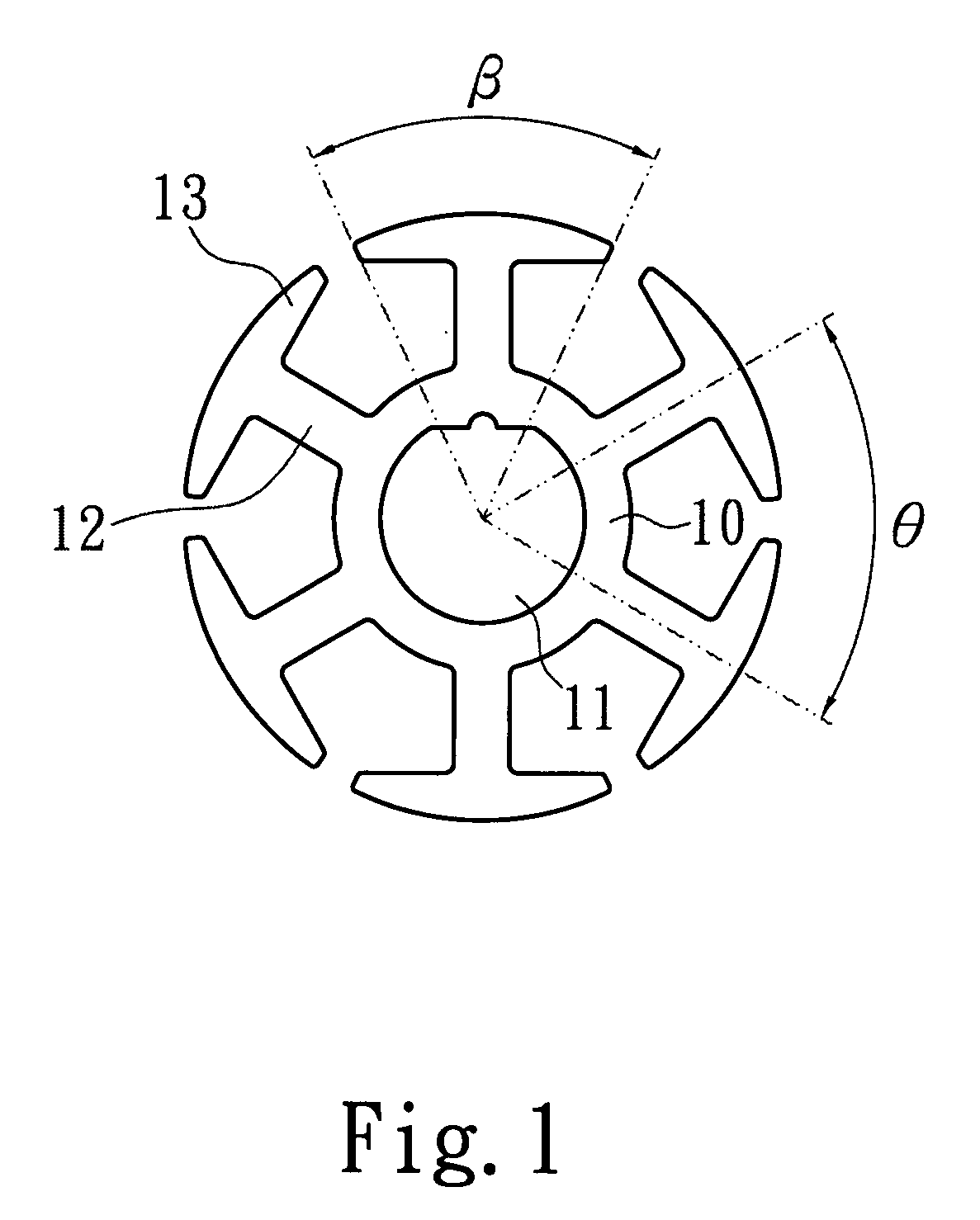 Pole piece structure of stator with radial winding