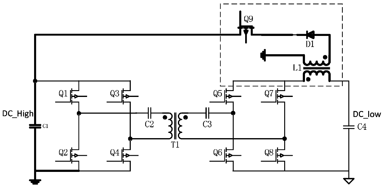 Auxiliary slow start and discharge circuit of bidirectional phase-shift full-bridge converter