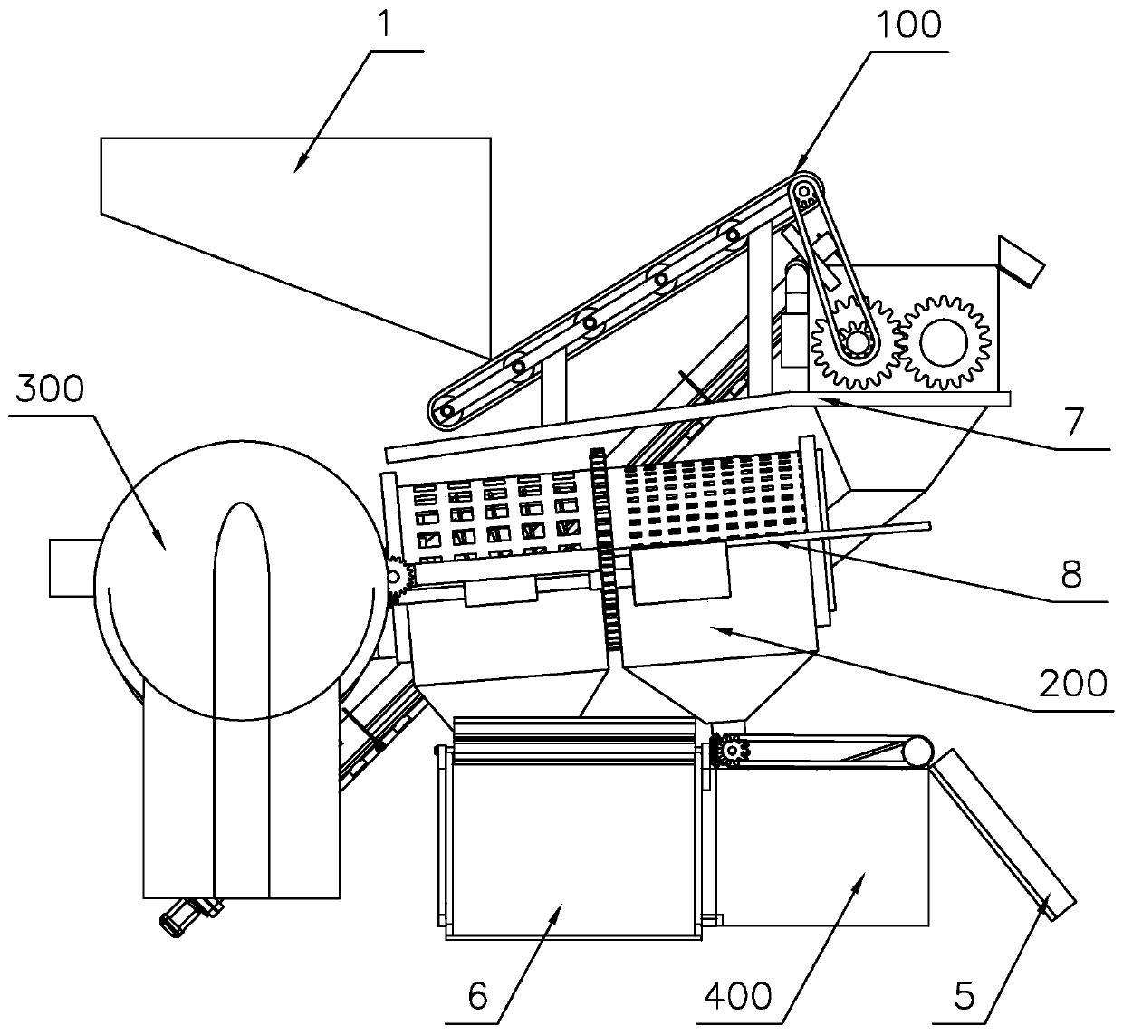 Building rubbish crushing and separating device