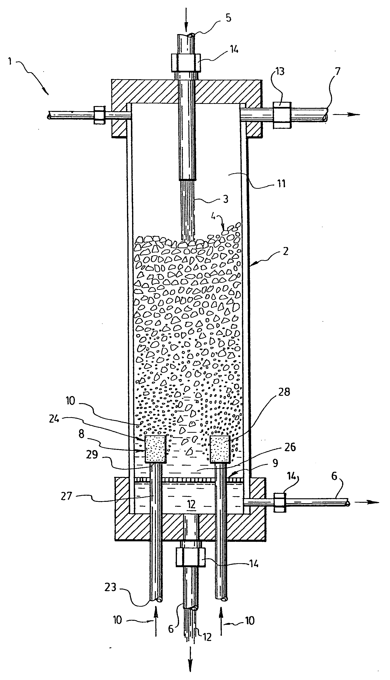 Triphasic process for gas effluent treatment