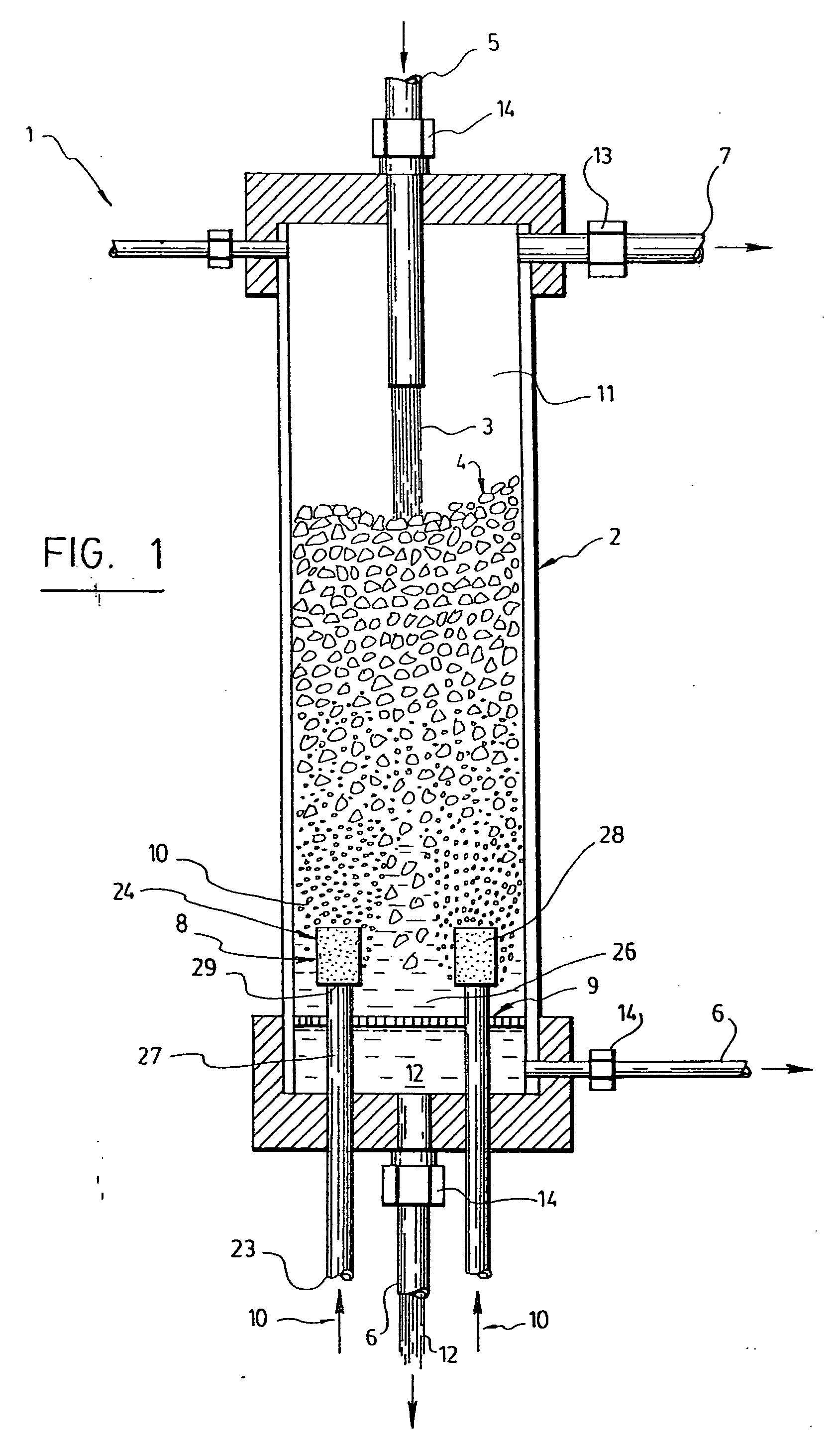 Triphasic process for gas effluent treatment