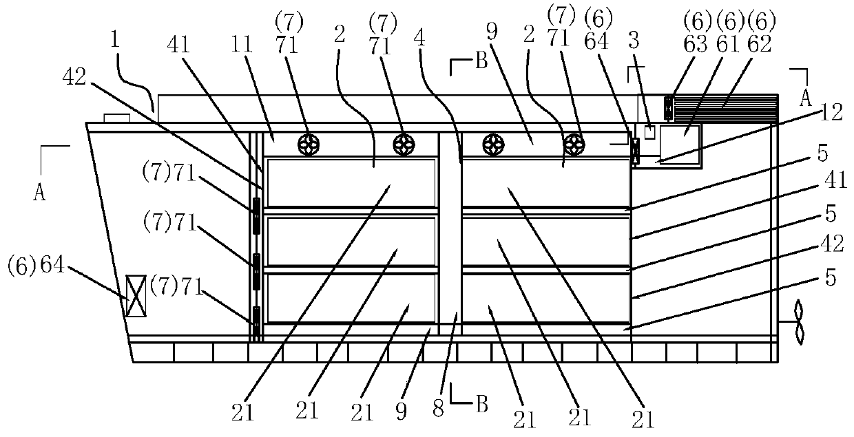 Battery heat dissipation structure of battery sub-boat