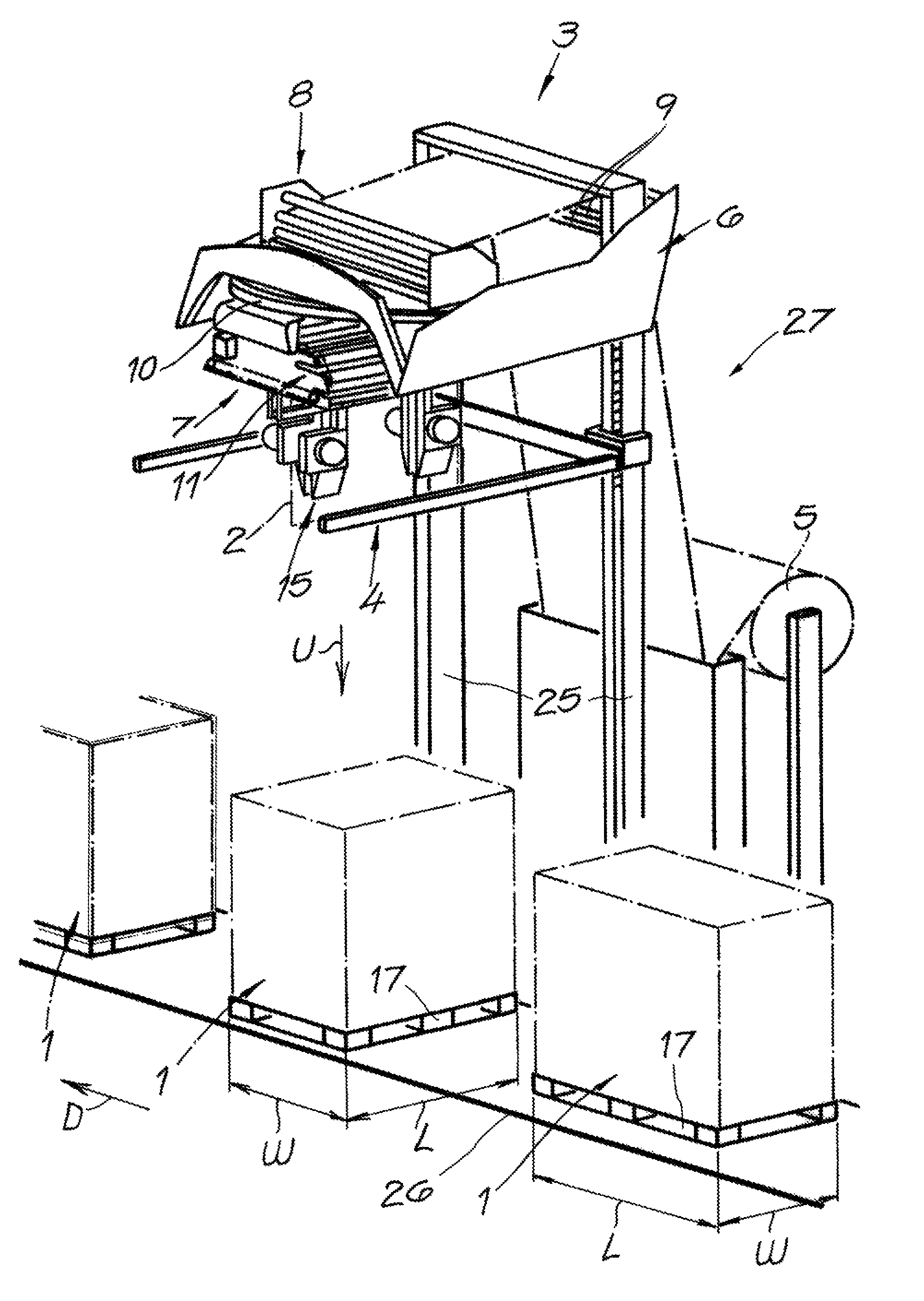 Method and apparatus for wrapping a foil around a stack of objects