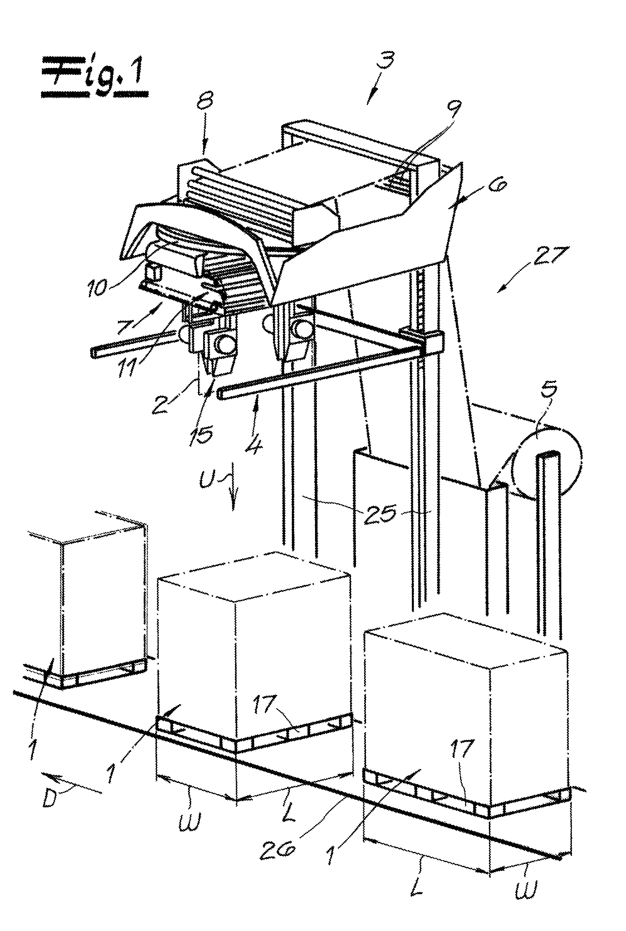 Method and apparatus for wrapping a foil around a stack of objects