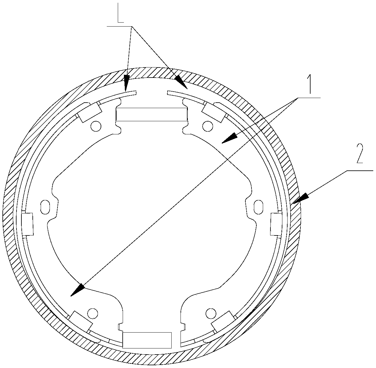 In-disk drum brakes that prevent brake shoes from falling