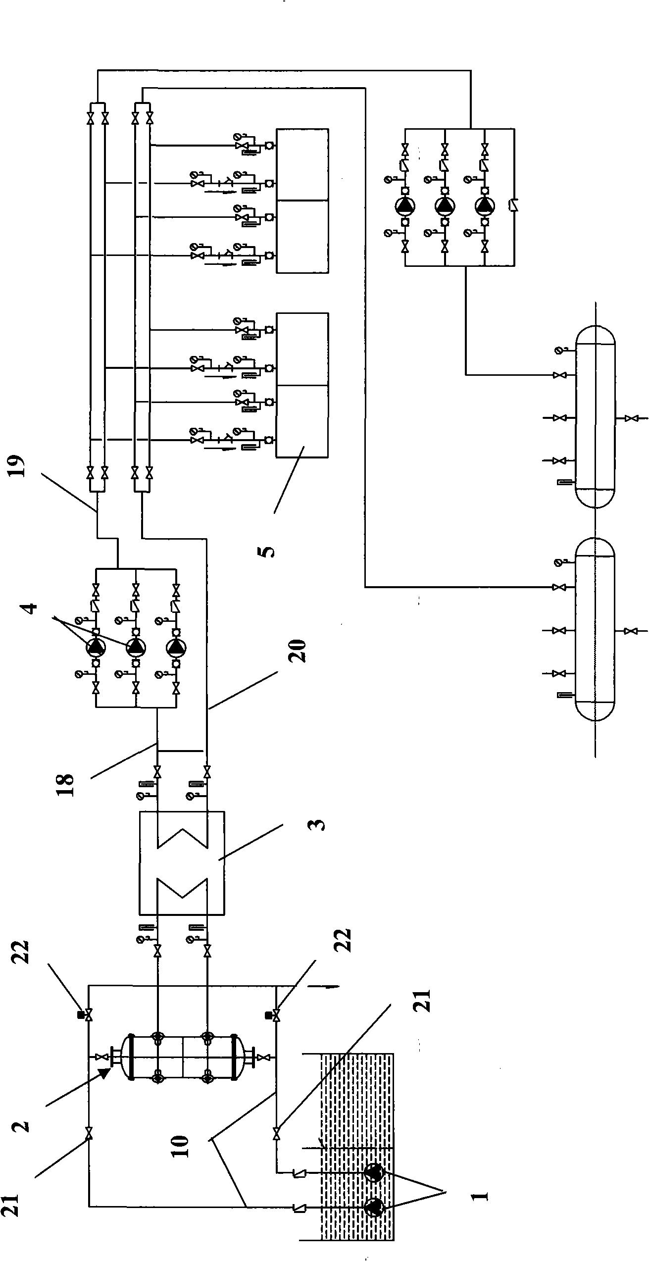 Native sewage water heat pump air conditioning system