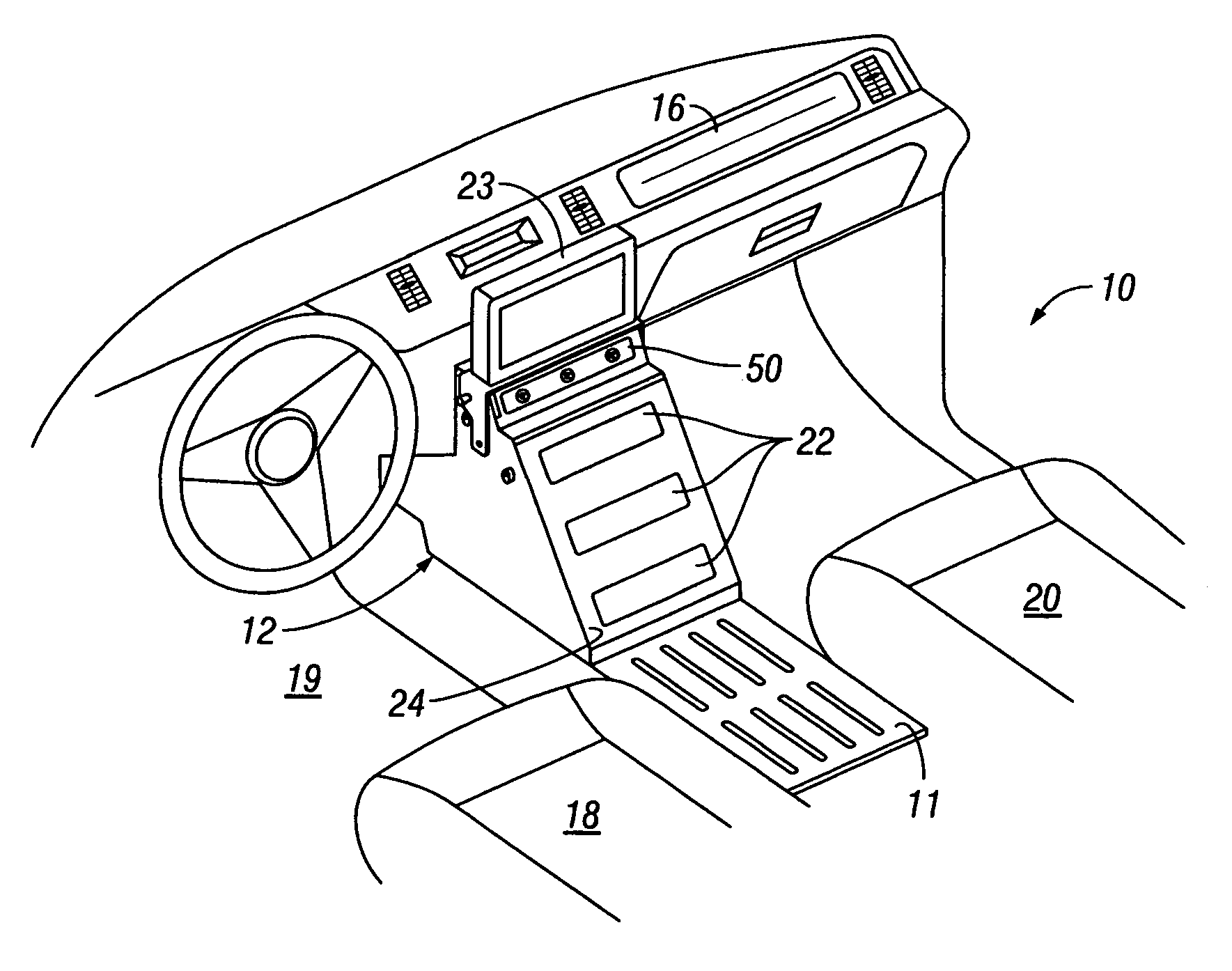 Computer monitor support device for a vehicle