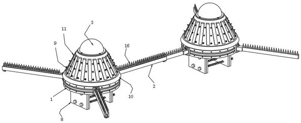 Umbrella-shaped anti-bird-landing protection mechanism suitable for iron tower and use method of umbrella-shaped anti-bird-landing protection mechanism