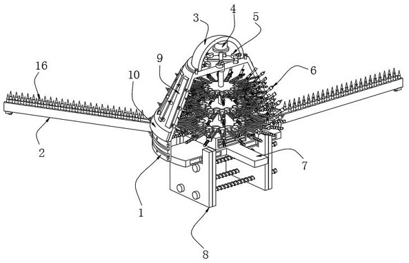 Umbrella-shaped anti-bird-landing protection mechanism suitable for iron tower and use method of umbrella-shaped anti-bird-landing protection mechanism