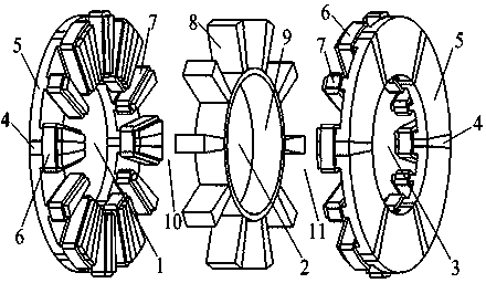 Hybrid excitation E-shaped iron core axial magnetic field permanent magnet brushless motor