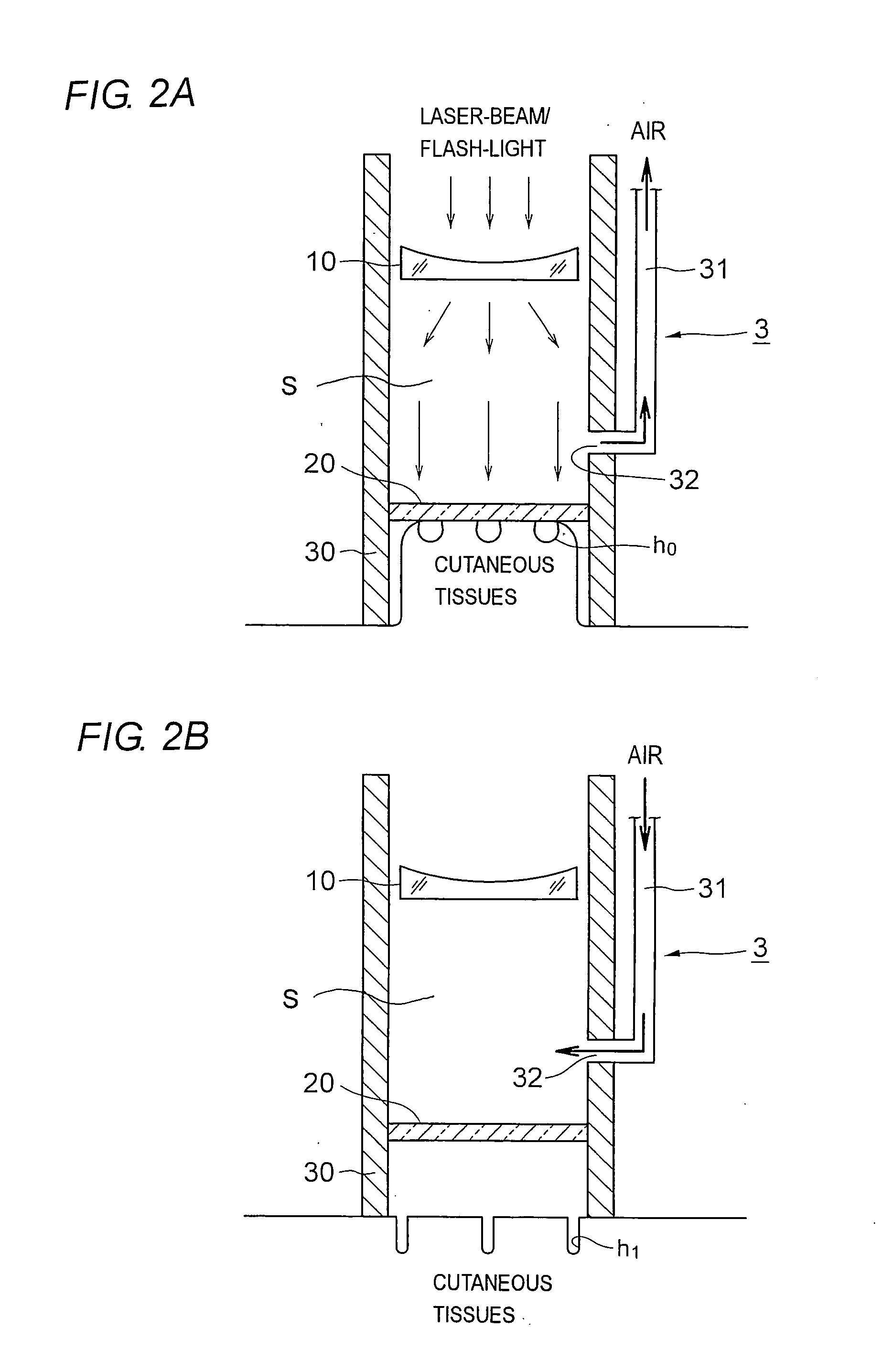 Microscopic-spots irradiating device applying a vacuum thereto