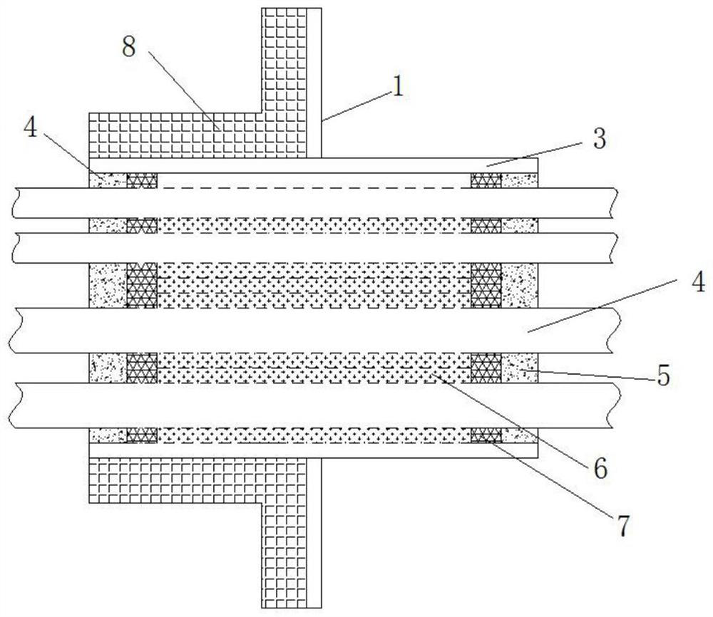 Marine cable/pipeline fireproof nuclear shielding sealing penetration device