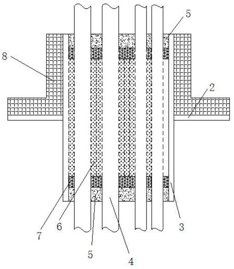 Marine cable/pipeline fireproof nuclear shielding sealing penetration device