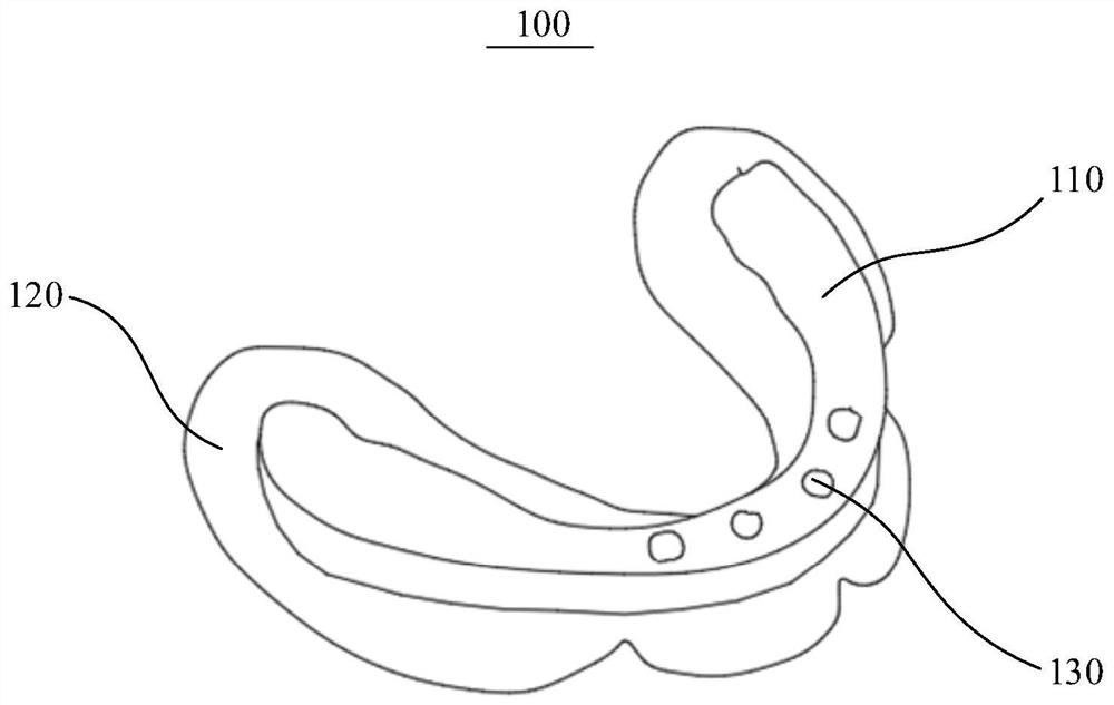 Auxiliary device for frenum deepening surgery of edentulous jaw and manufacturing method of auxiliary device