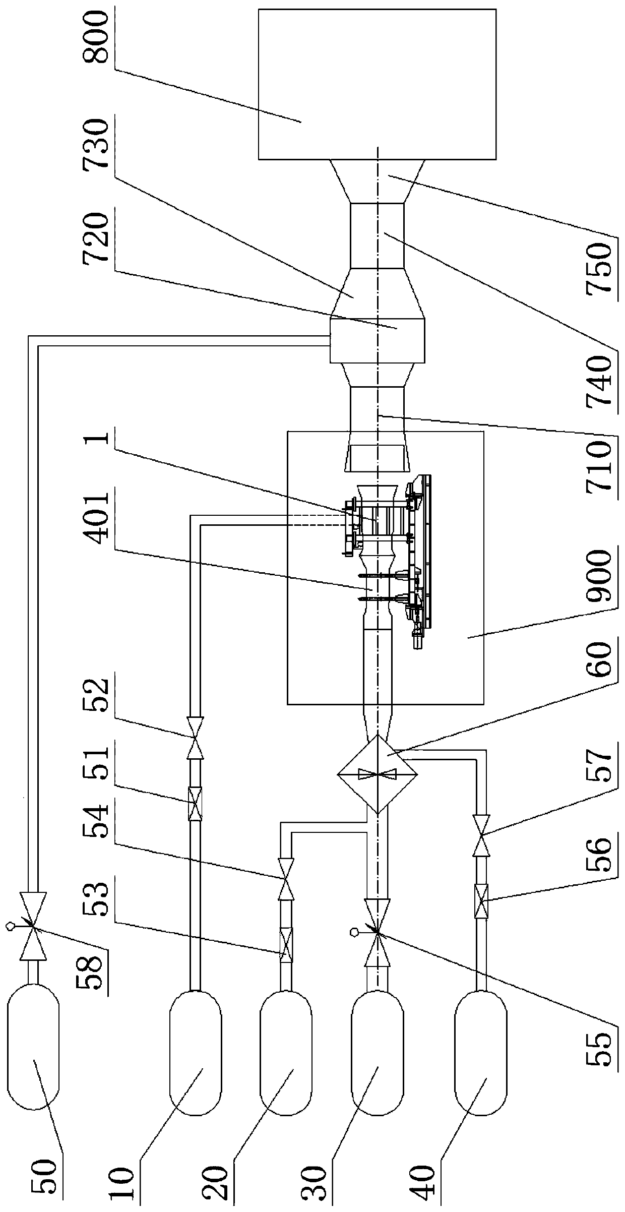 Supersonic engine test stand and test method thereof