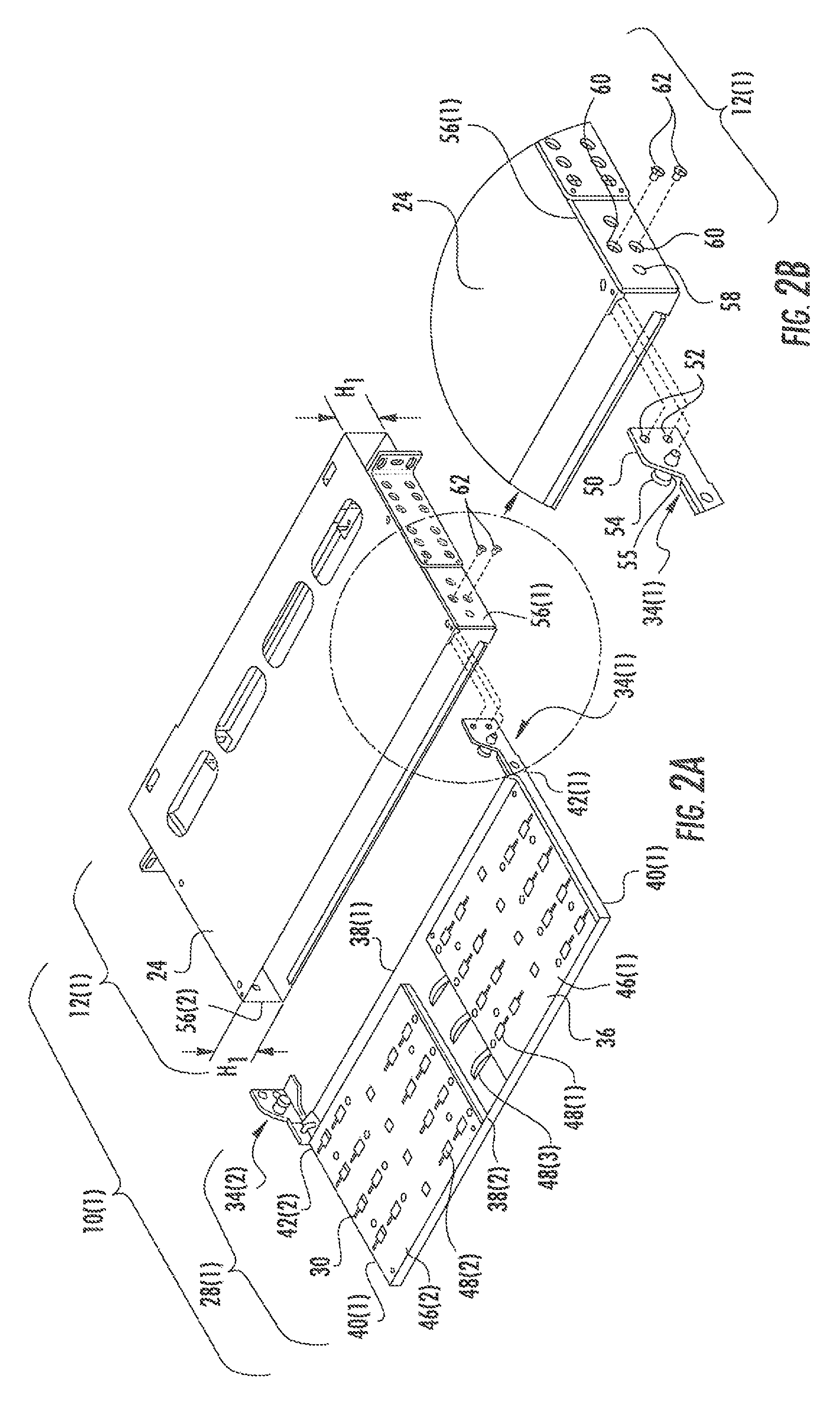 Attachment mechanisms employed to attach a rear housing section to a fiber optic housing, and related assemblies and methods