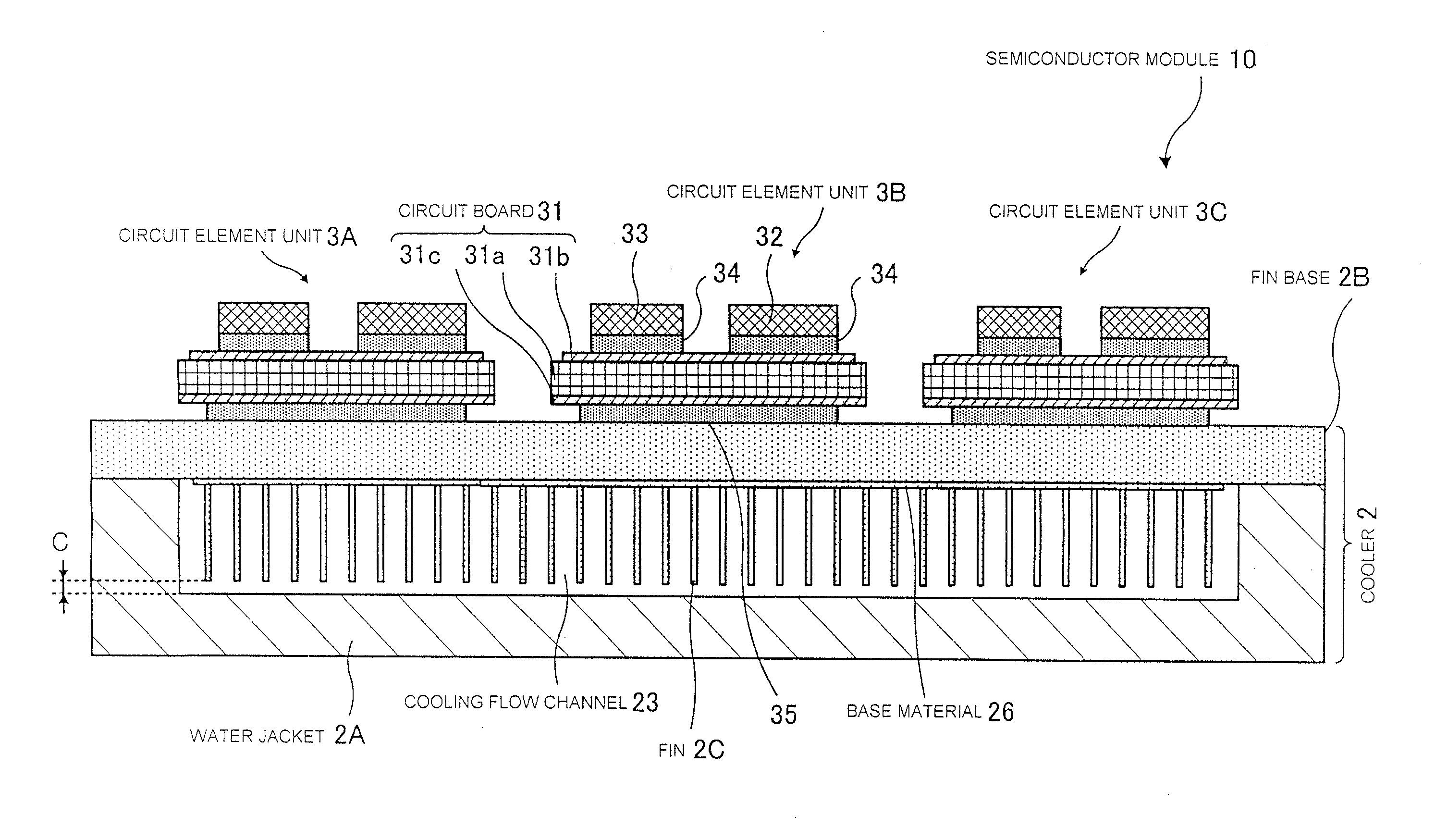 Semiconductor module cooler and semiconductor module