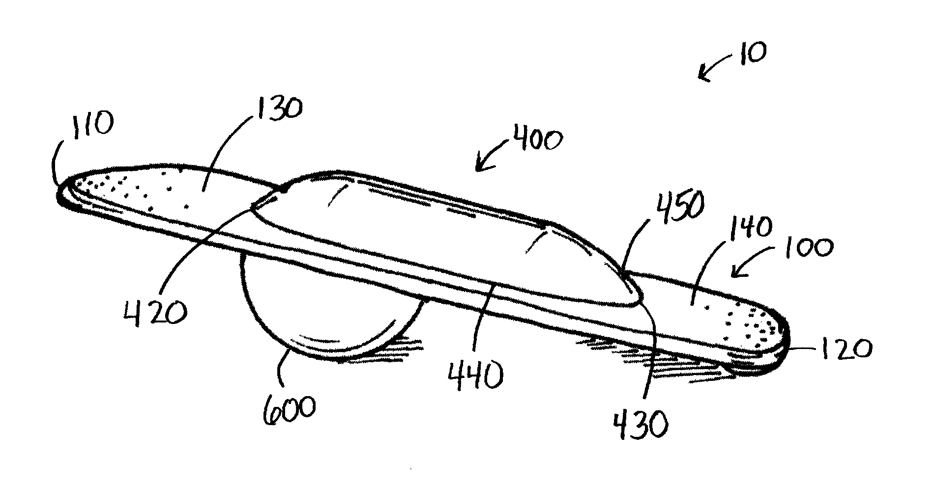 Ball and board balance training device