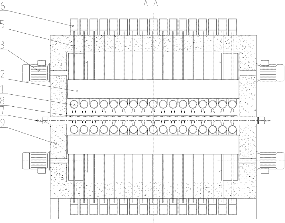 Heating device for flat glass