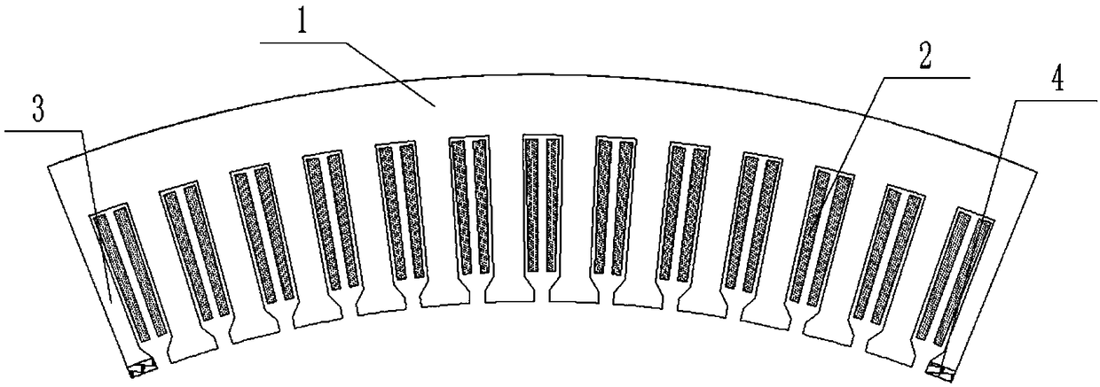 Asymmetric double three phase camber line permanent-magnet synchronous electrical machine