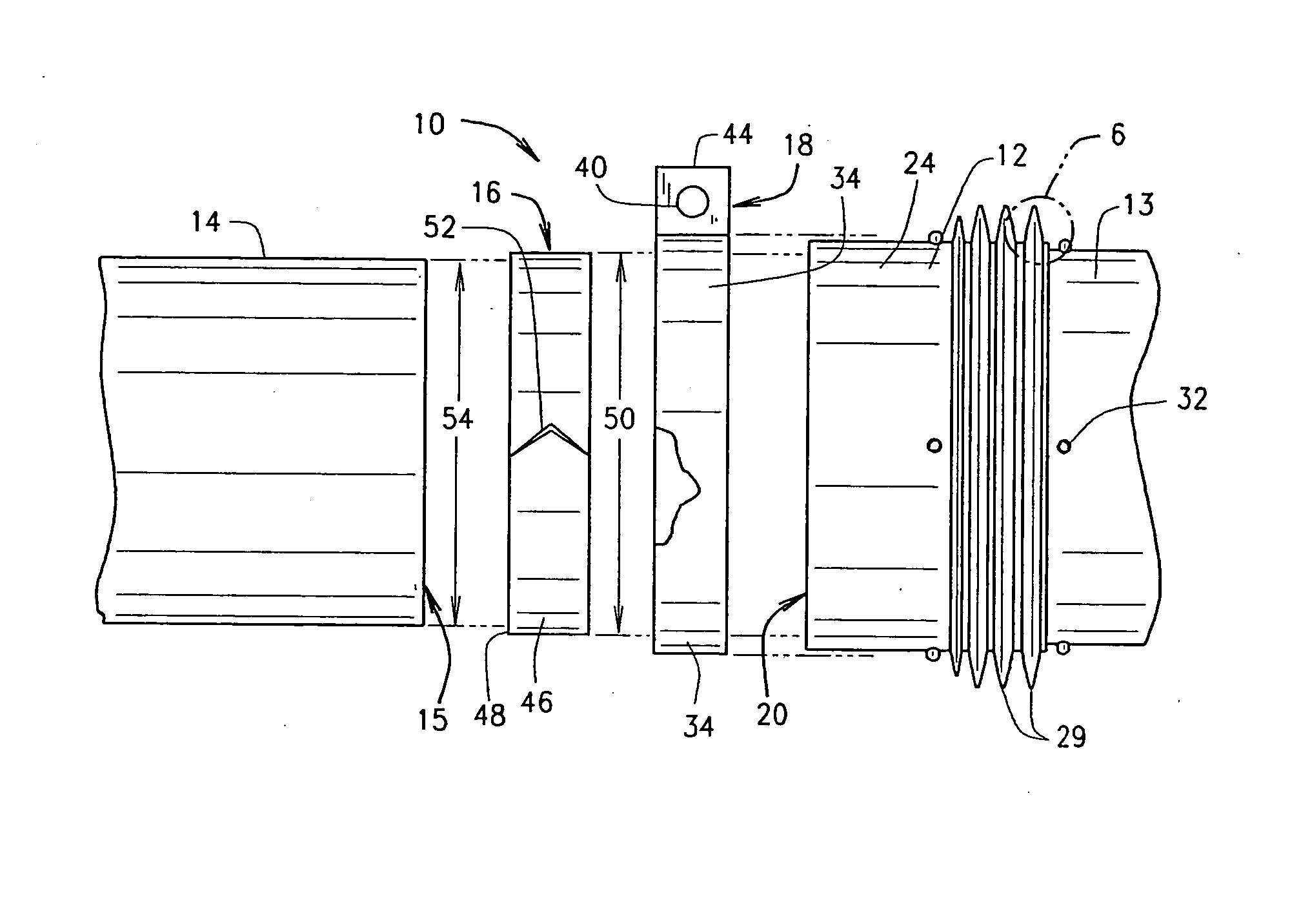 Exhaust pipe joint with insert