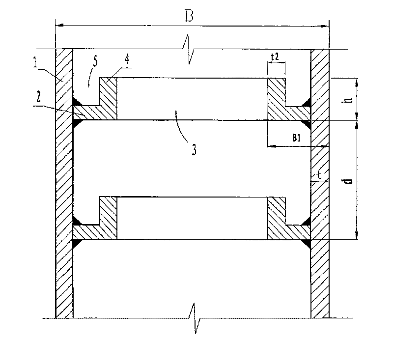 Enlargement type staying cross rib square/rectangle steel tube concrete column