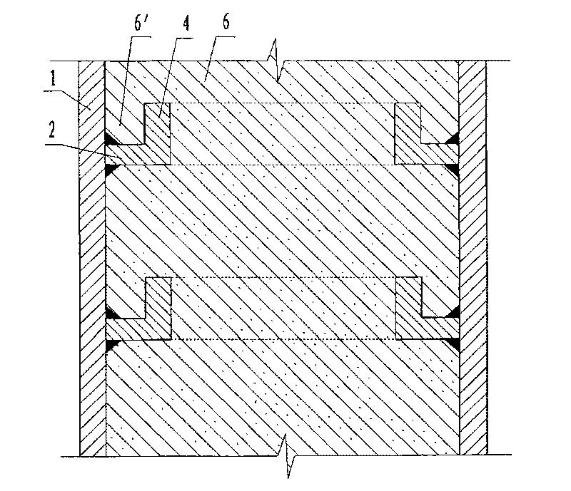 Enlargement type staying cross rib square/rectangle steel tube concrete column