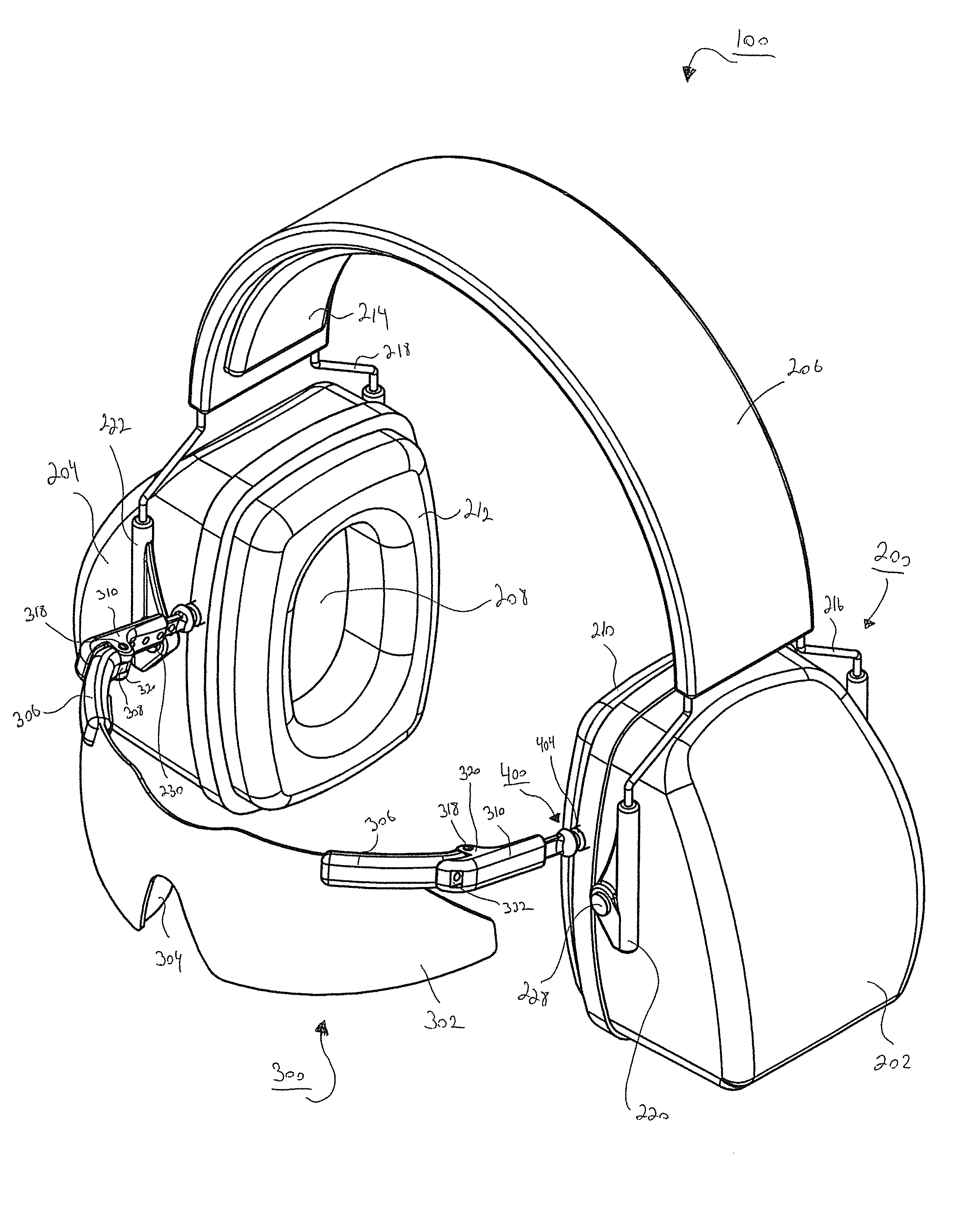 Combination ear and eye protection system and related method