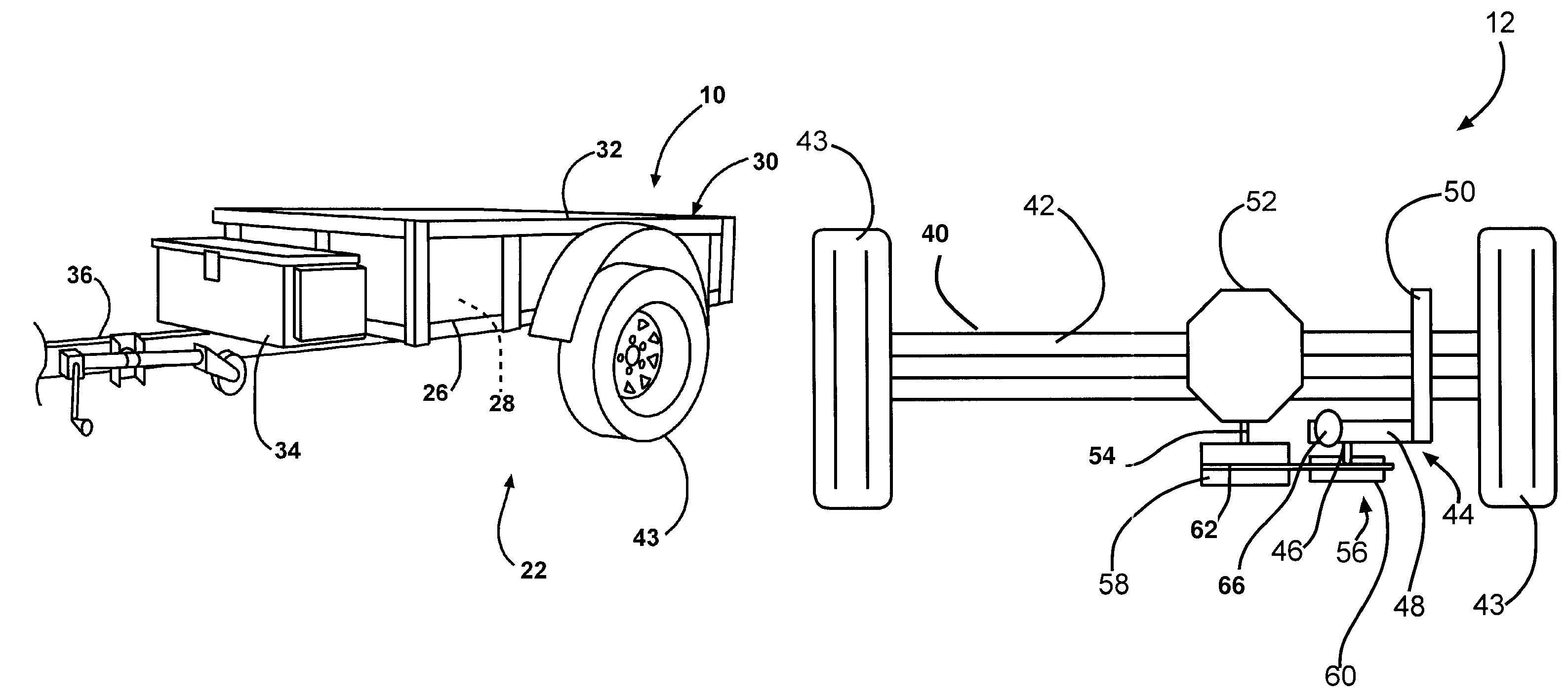 Trailer with integral axle-mounted generator and battery charger