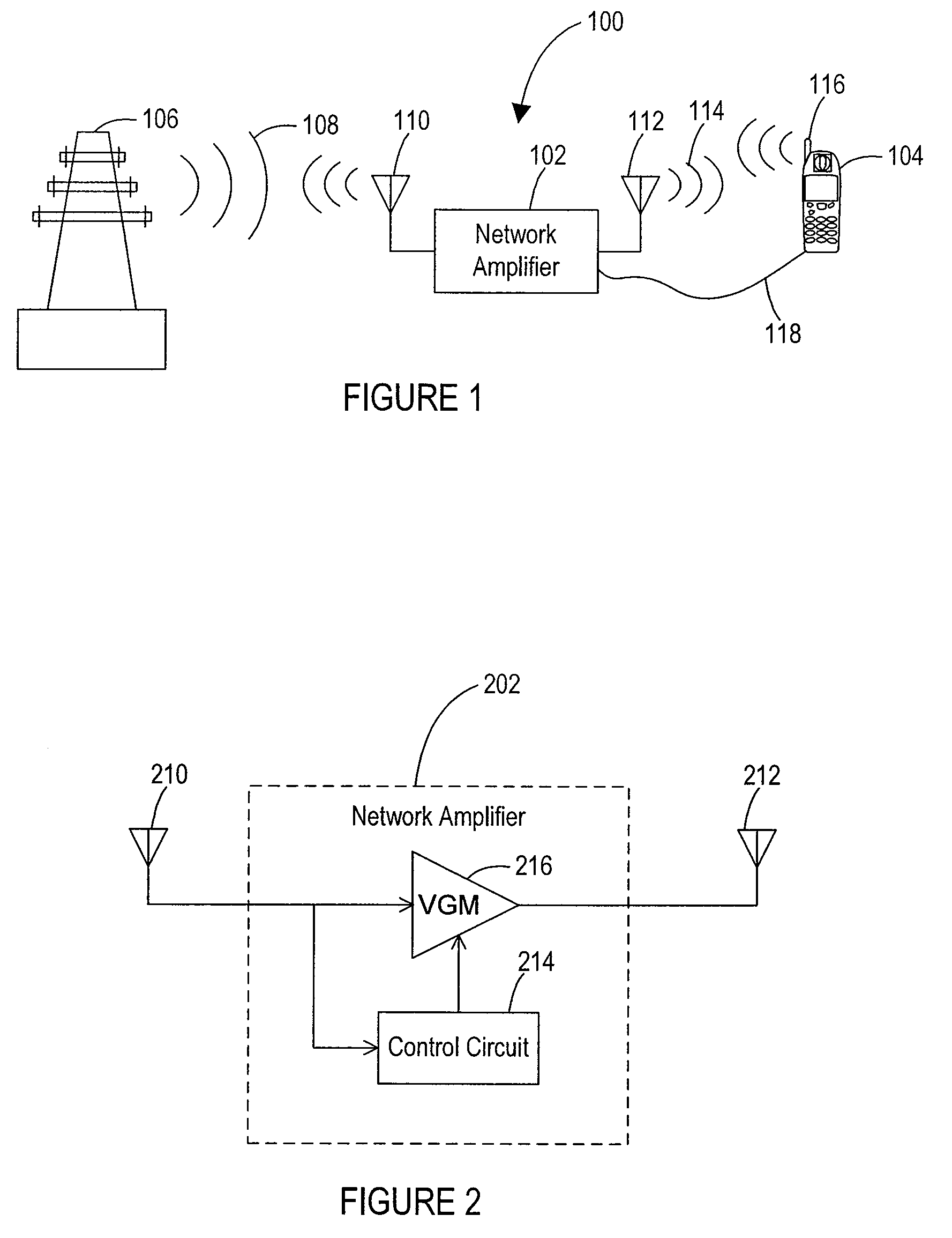 Processor-controlled variable gain cellular network amplifiers with oscillation detection circuit