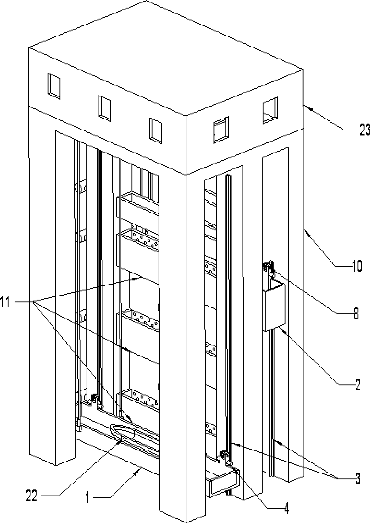 Hydraulic gravity force type vertical ship lift