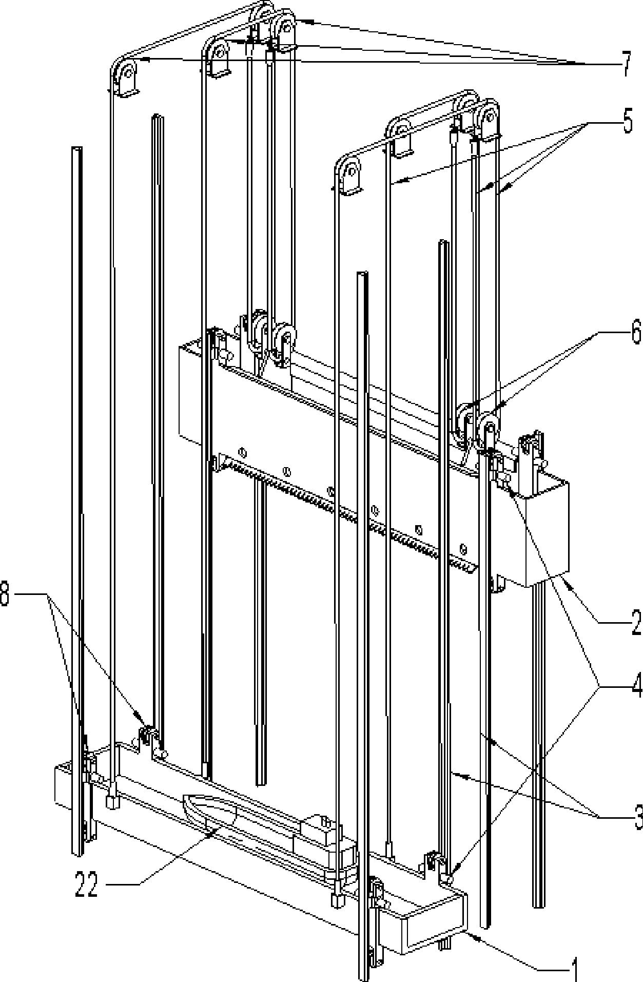 Hydraulic gravity force type vertical ship lift