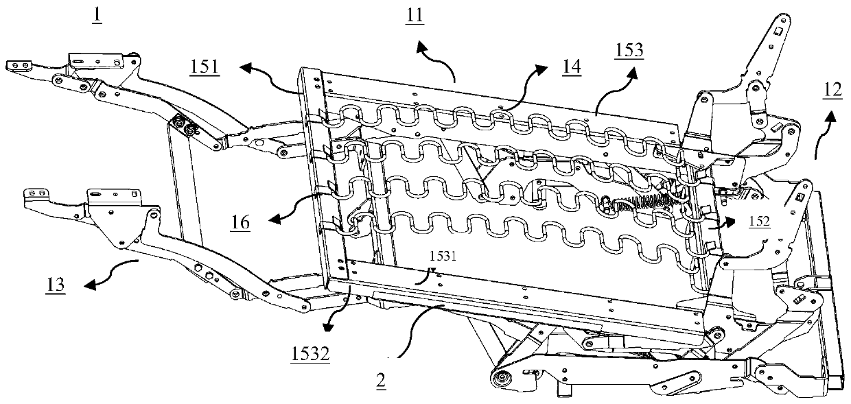 Sofa iron frame structure, sofa and sofa production method