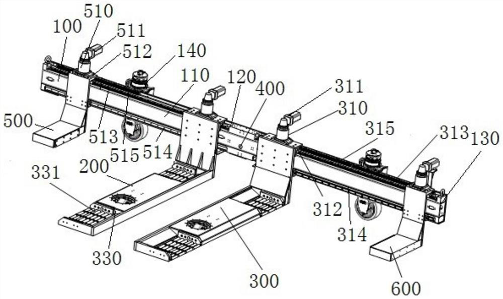 Internal forklift parking robot control system with stop arm structure and method