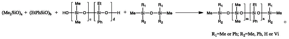 A kind of siloxane copolymer containing ethylphenyl siloxane chain unit and preparation method thereof