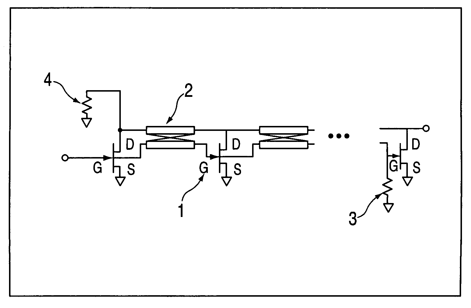 Traveling wave amplifier with distributed regenerative feedback between drain-to-drain transmission lines and gate-to-gate transmission lines for enhanced high frequency bandwidth