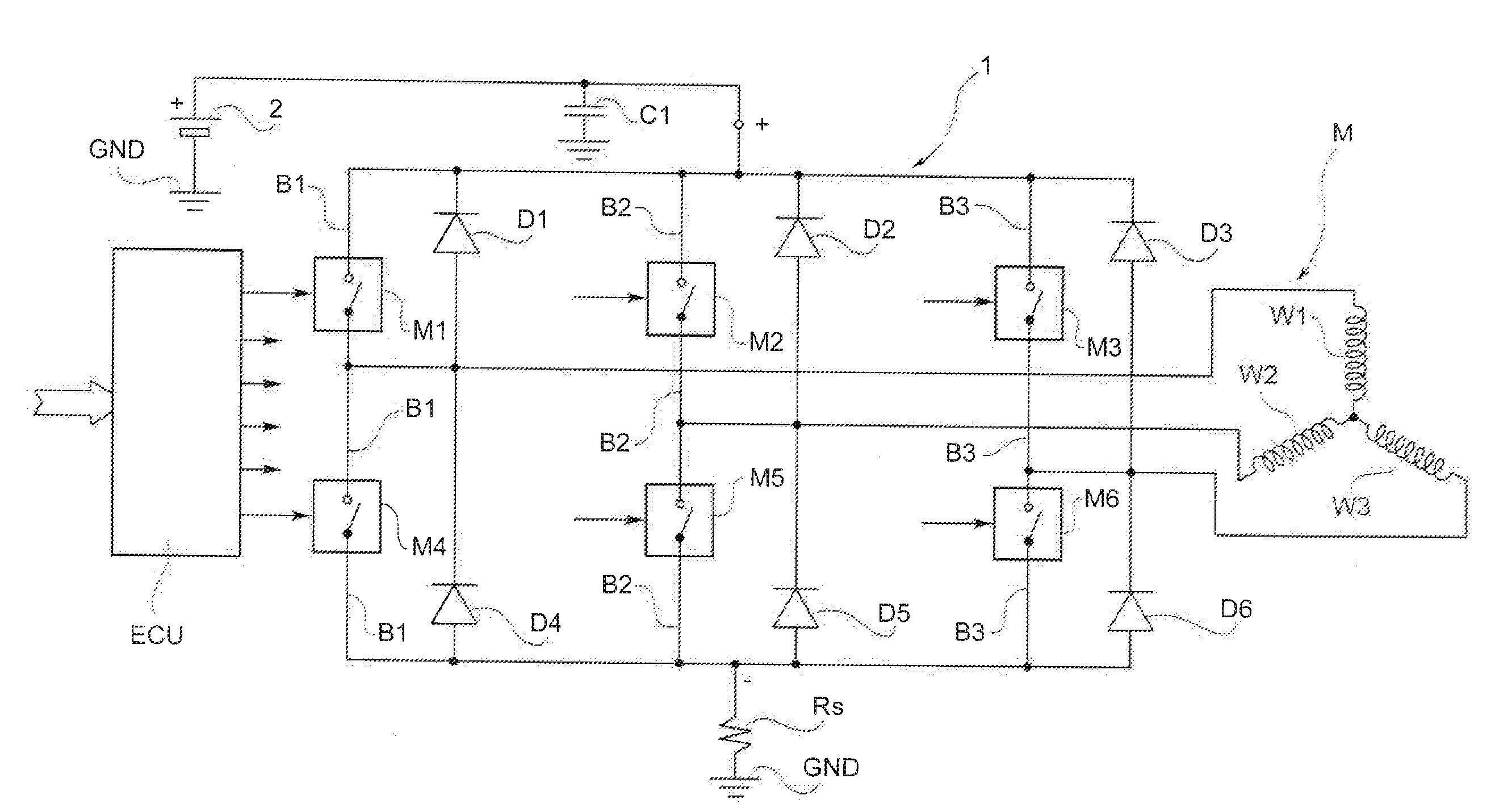 Controller for a Three-Phase Brushless D.C. Motor