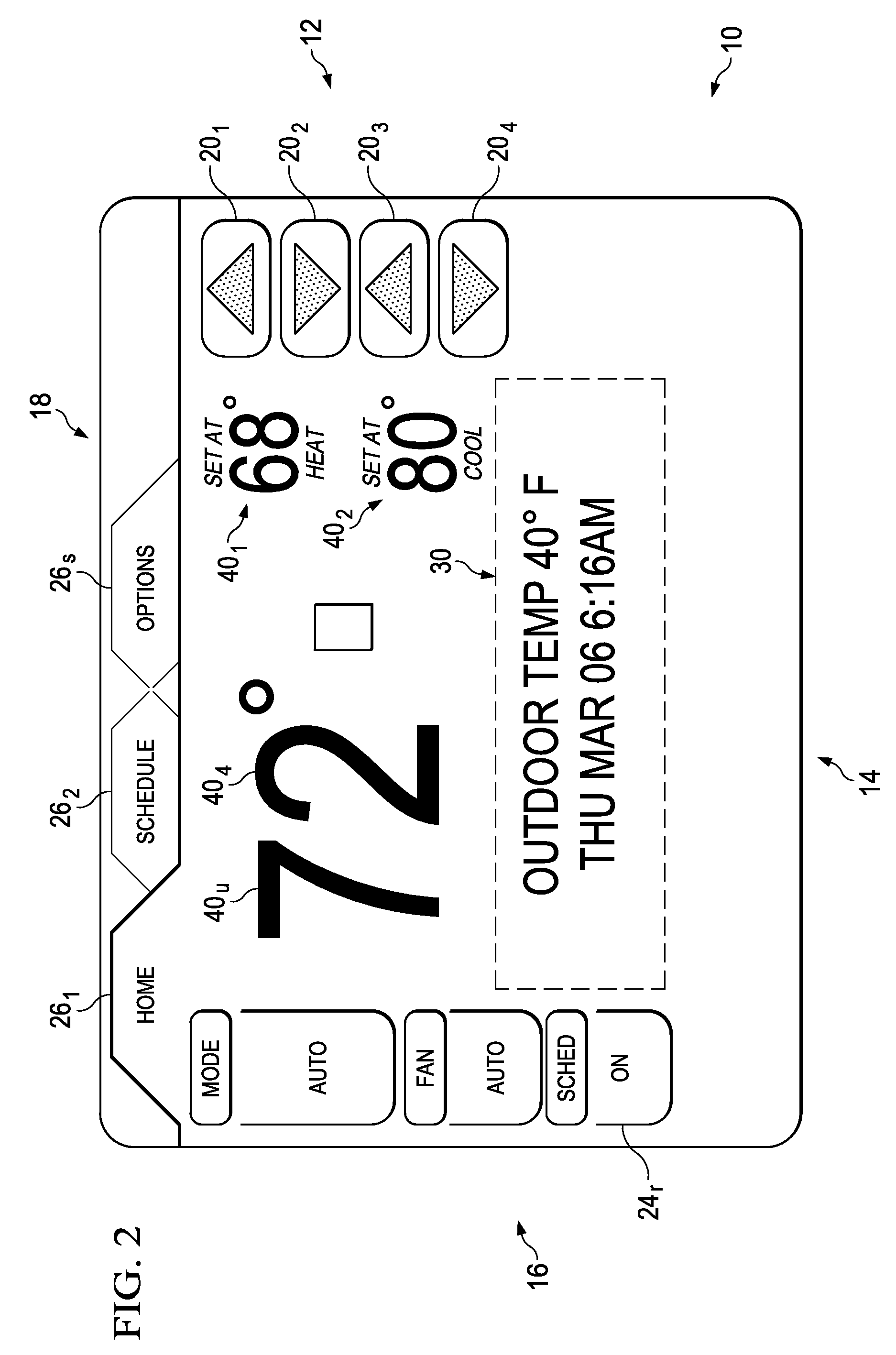 Display apparatus and method having custom date and time-based schedule hold capability for an environmental control system