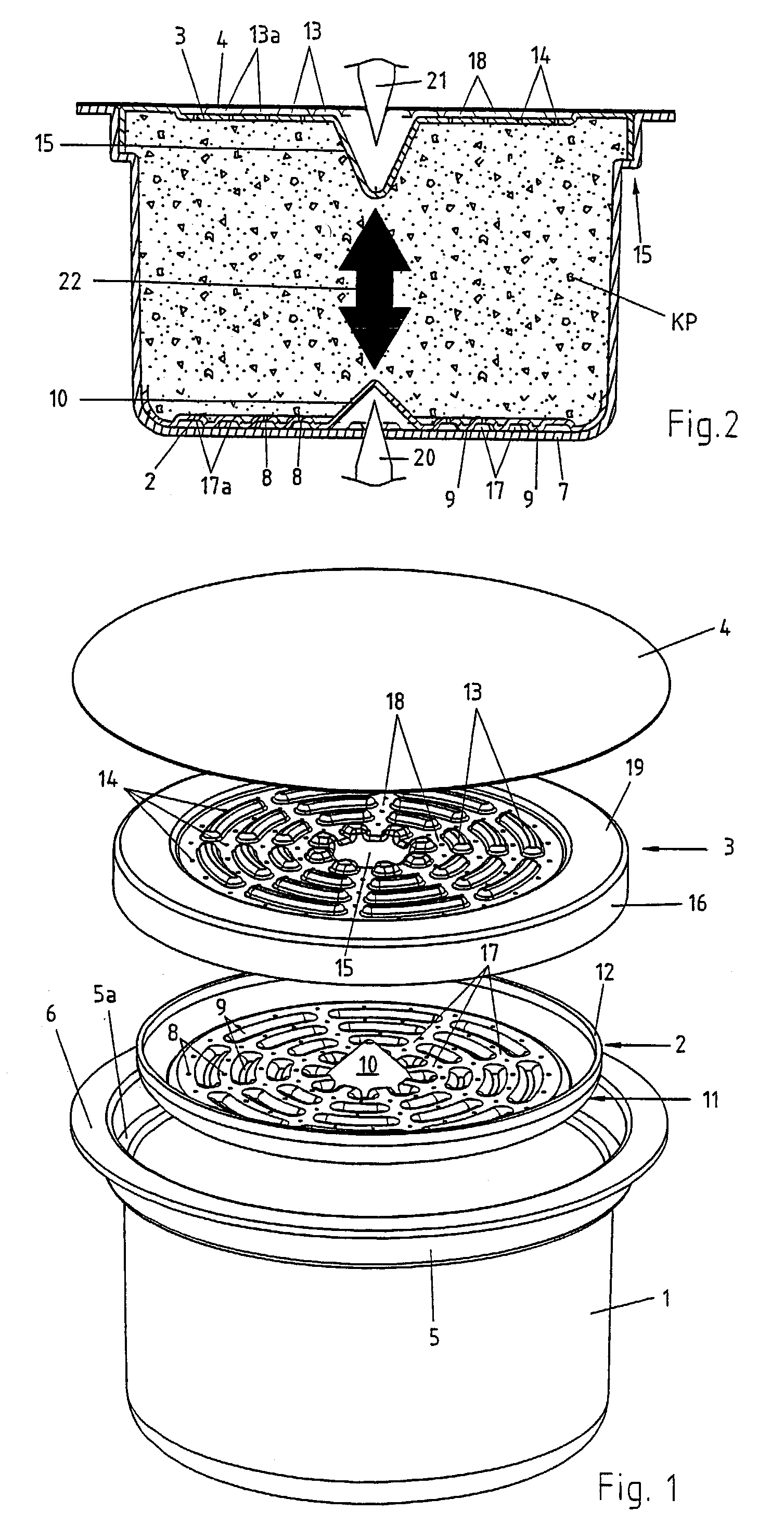 Cartridge containing a single serving of a particulate substance for preparing a beverage