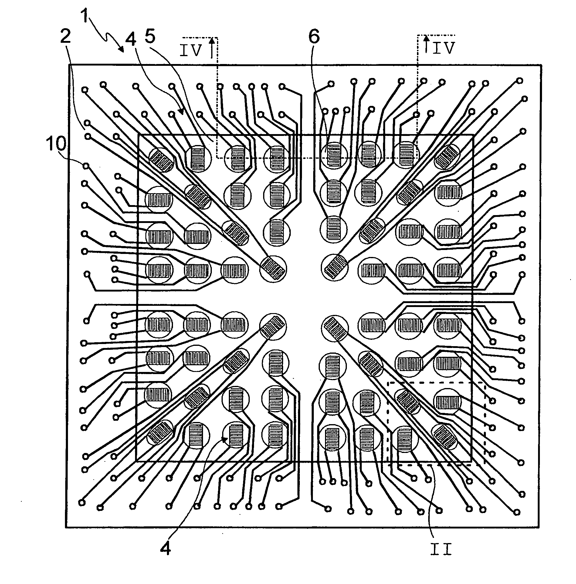 Measuring device having a plurality of potentiometric electrode pairs situated on a substrate