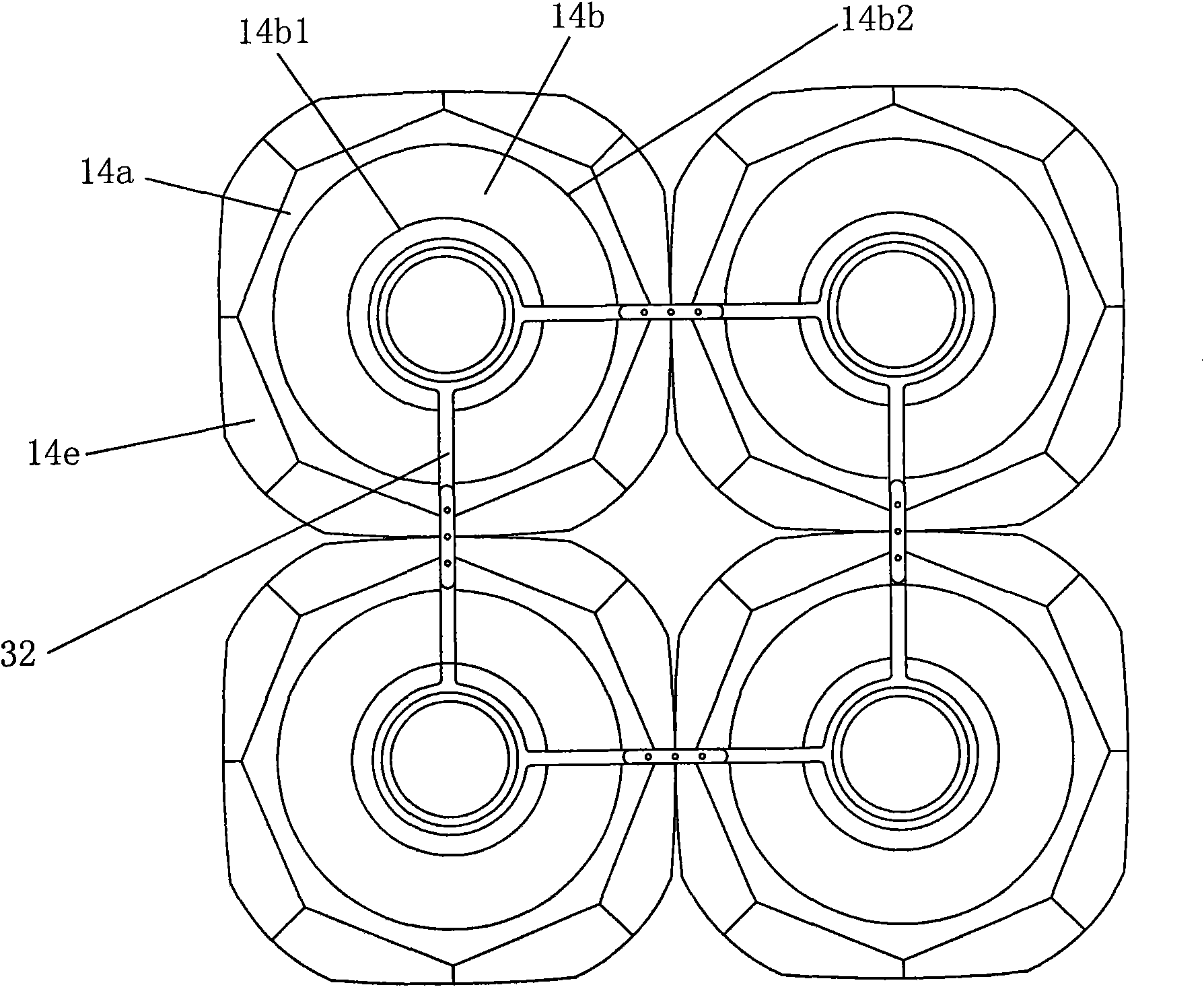 Stacking method of PET (Polyethylene Terephthalate) packaging bottles