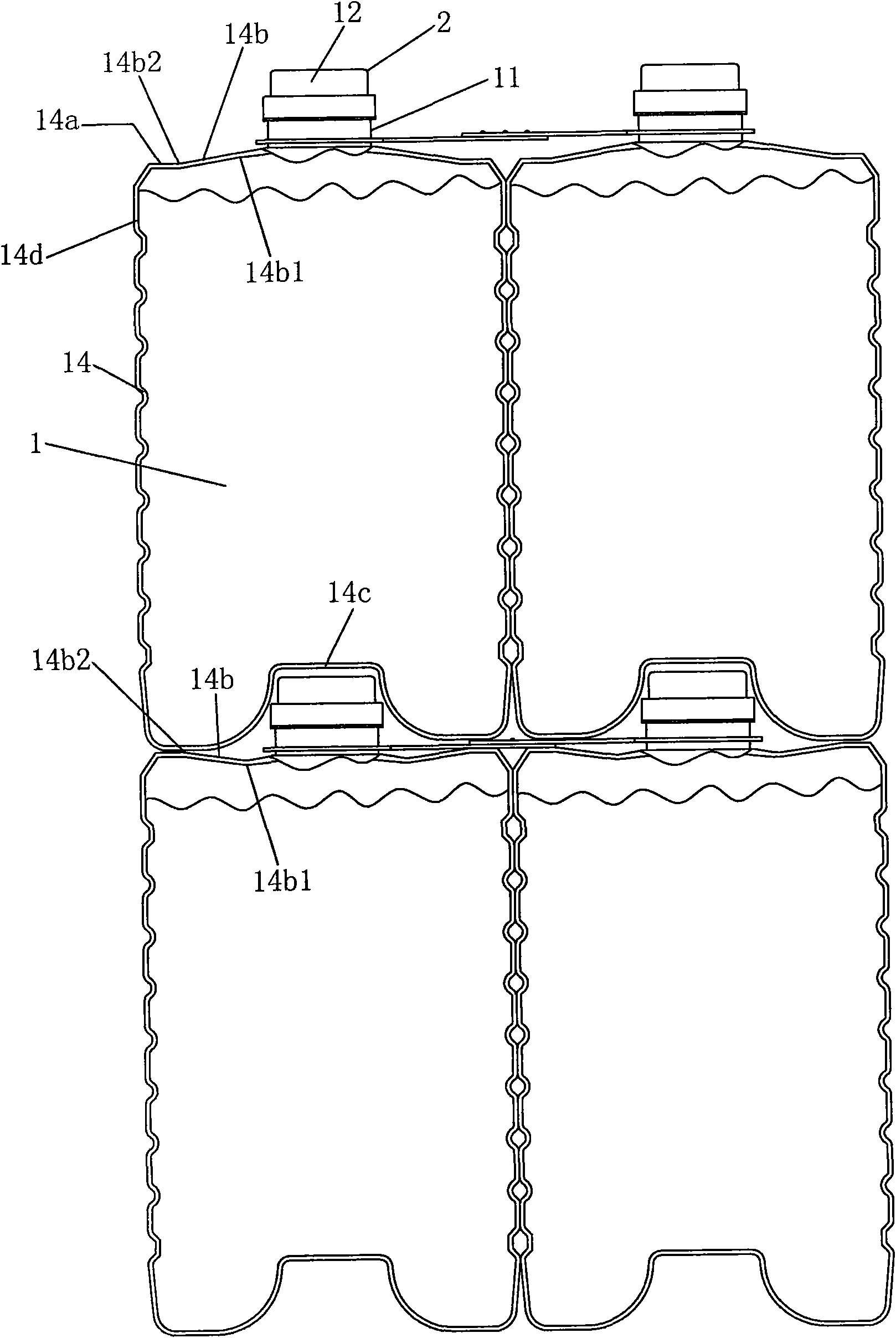 Stacking method of PET (Polyethylene Terephthalate) packaging bottles