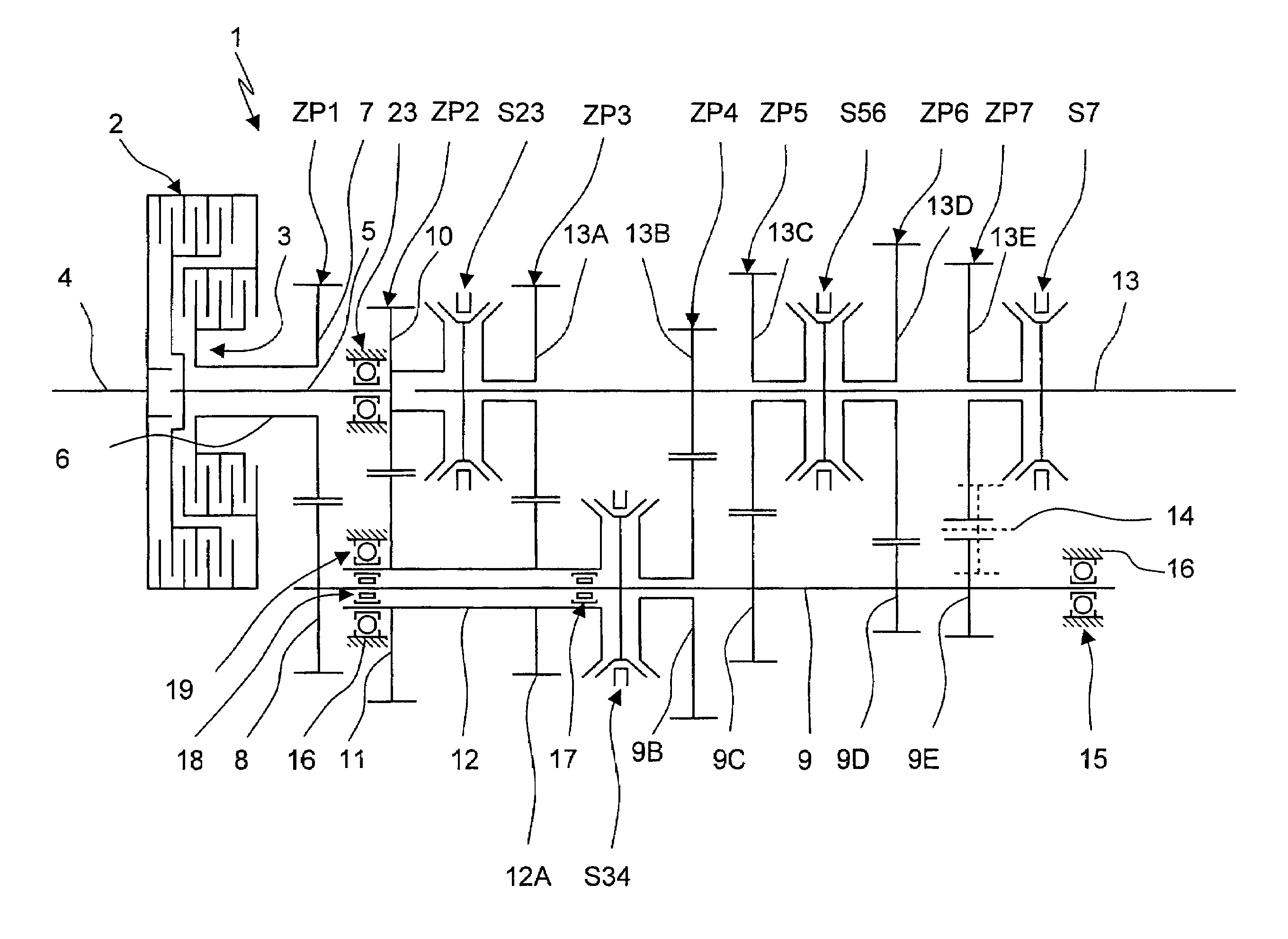 Multistep transmission of a layshaft type