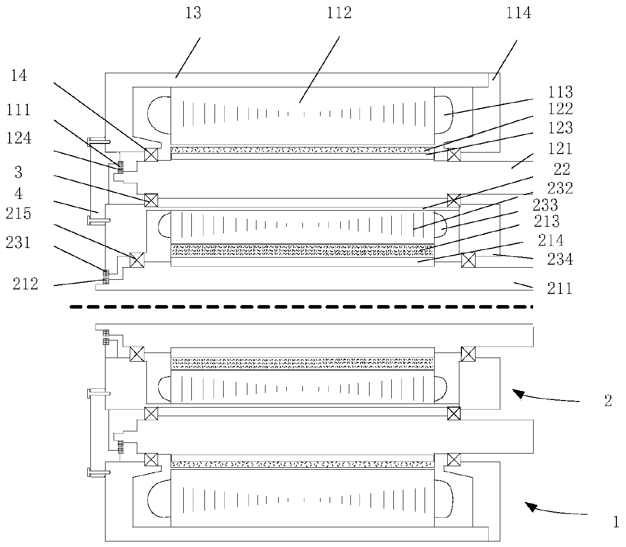 A clutch device for dual motors