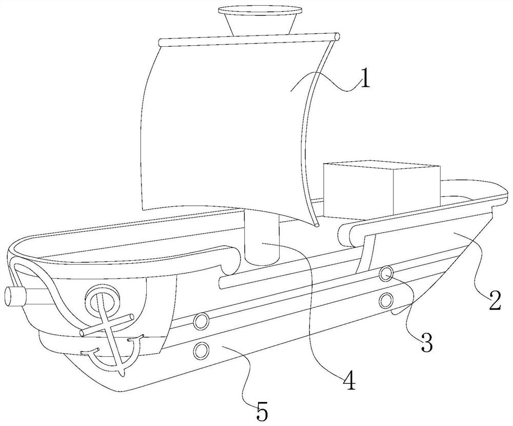 Ship ballast water exchange device with mobile and telescopic snap-in barrier airbag