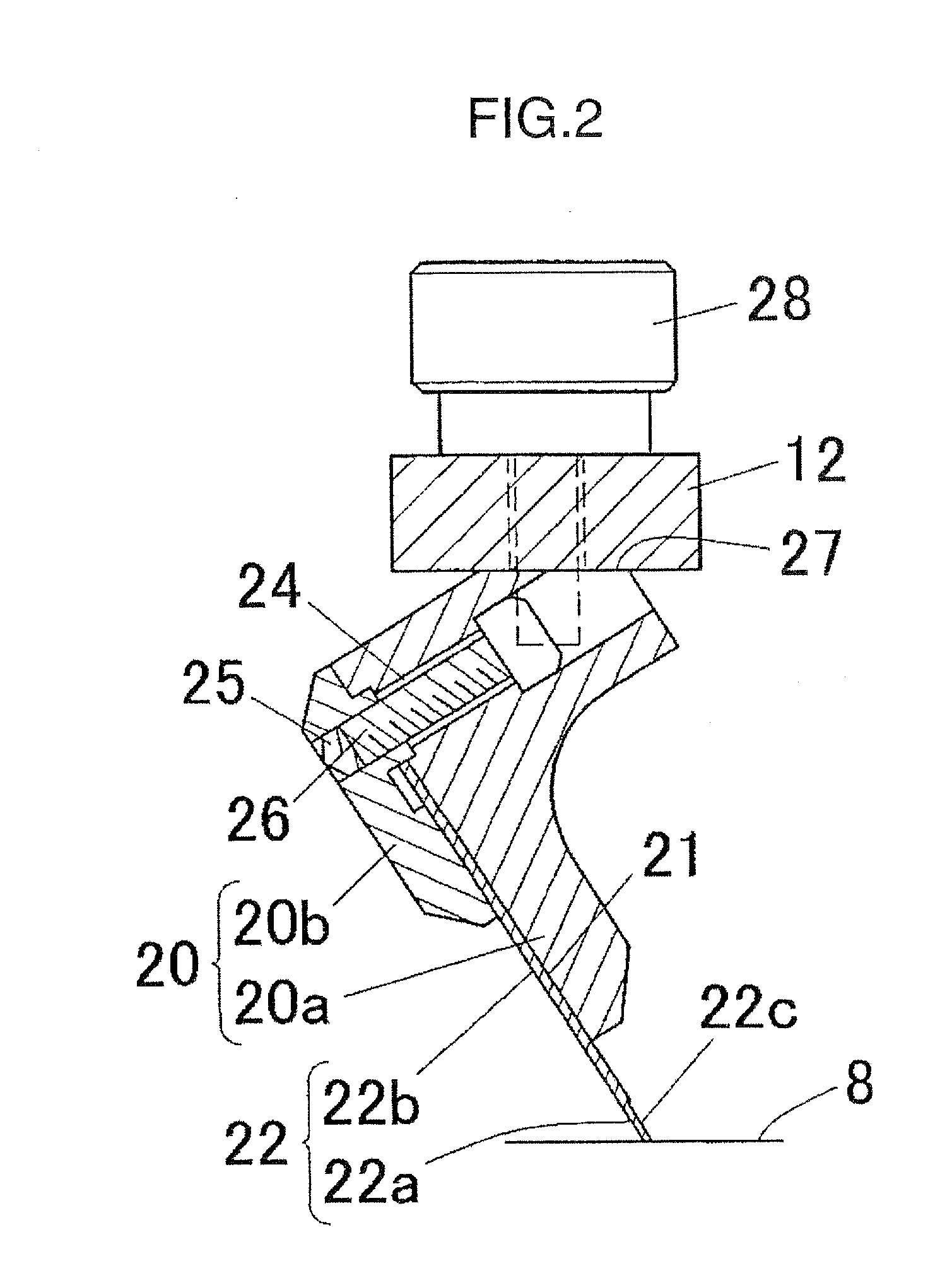 Squeegee for printing device, printing device, and printing method